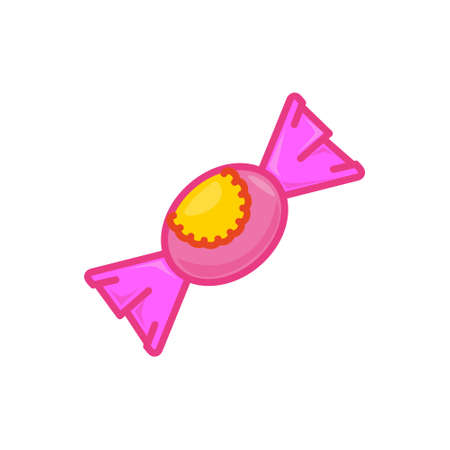 Pink candy flat icon. Pictogram for web. Line stroke. Treat isolated on white background. Outline vectorのイラスト素材