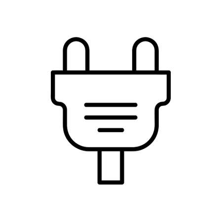 Socket connector icon. Flat pictogram for web. Line stroke. Simple symbol isolated on white background. Outline vectorのイラスト素材