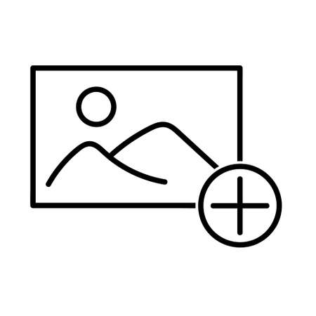 Picture icon. Flat pictogram for web. Line stroke. Simple photo symbol isolated on white background. Outline vector eps10のイラスト素材