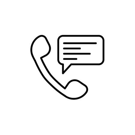 Phone talking icon. Flat pictogram for web. Line stroke. Simple communication symbol isolated on white background. Outline vectorのイラスト素材