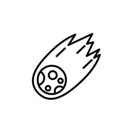 Space comet flat icon. Pictogram for web. Line stroke. Asteroid isolated on white background.のイラスト素材