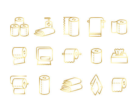 Paper towel flat icon set. Pictogram for web. isolated on white background. line stroke. vector eps10のイラスト素材