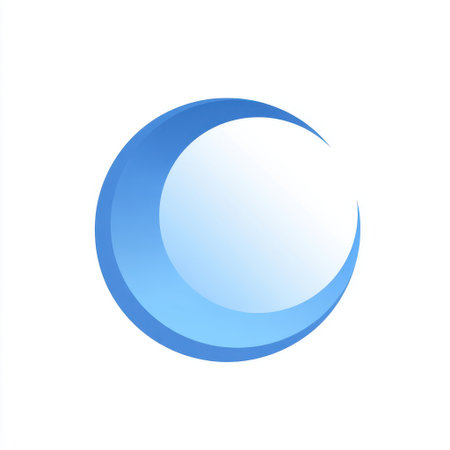 A simple moon phase ring icon in blue, isolated white background, Generative AIの素材