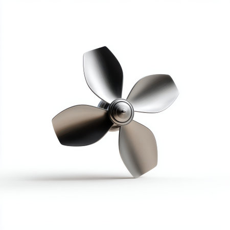A minimal propeller icon in gray, isolated white background, Generative AIの素材