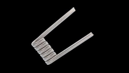 close up, macro shot of prebuilt triple core alien clapton coil, fancy coil, art coil isolate on...