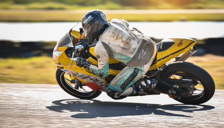 NAKHON PATHOM, THAILAND-DECEMBER 17: Motorcycle racing with the style and excitement of the participating teams in the "R2M Thailand Superbike 2017" Final at Thailand NAKHORNCHAISRI CIRCUIT ON DECEMBER 17,2017 IN THAILAND.のeditorial素材