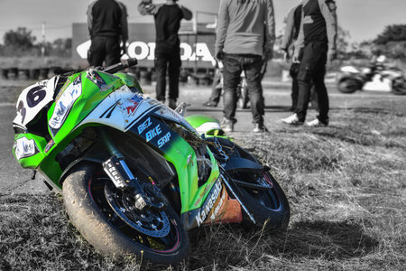 NAKHON PATHOM, THAILAND-DECEMBER 17: The accident occurred part of the motorbike race in the