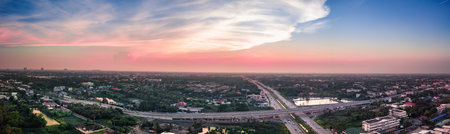 The streets around the city with evening light are high angle shots.