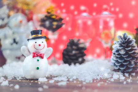 Snowman dolls with happy holiday atmosphere.の写真素材