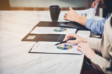 Team of business consulting, analysis of business plans. For profit and stability of business sustainability.の写真素材