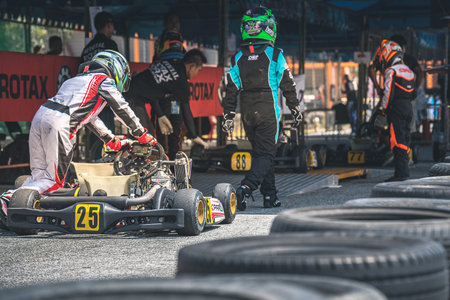 ATTATA,THAILAND-MAY 20: Go Kart  driver is checking the car in Peera circuit race pattaya on MAY...