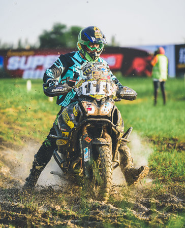 NAKHON PATHOM,THAILAND-October 23,2018:Motorcycle racing with the style and excitement of the...