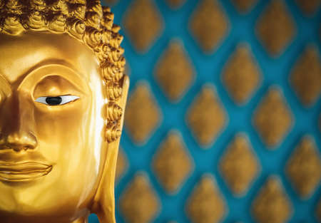 Buddha images that are worshiped by Buddhists commonly found at temples in Thailand.の写真素材