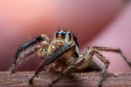 Spiders with multiple eyes dodge randomly camouflaging the prey that looks interesting as a macro...