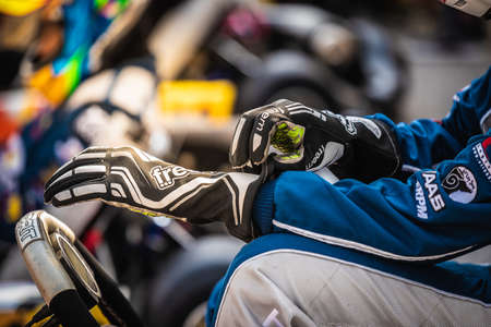 PATTATA,THAILAND-MAY 26: Go Kart racers are preparing for the driving equipment in the race.in "IAME Series Asia 2019" bira circuit race pattaya on May 26,2019 IN THAILAND.のeditorial素材