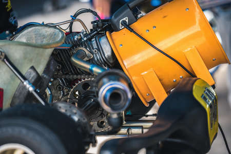 Kart racing service, cooling the engine for race readiness.の写真素材