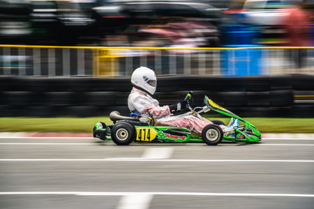 PATTATA,THAILAND-Augus 17: Go Kart  driving racing training  very determined in bira circuit race...