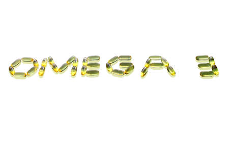 Omega 3 written with omega 3 capsulesの写真素材
