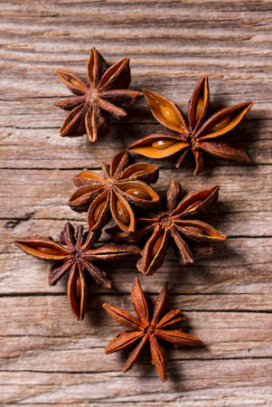 anise on a wooden tableの写真素材