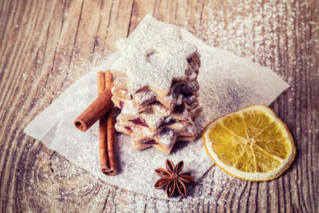 Shortbread cookies with cinnamon, anise and dried orangeの写真素材