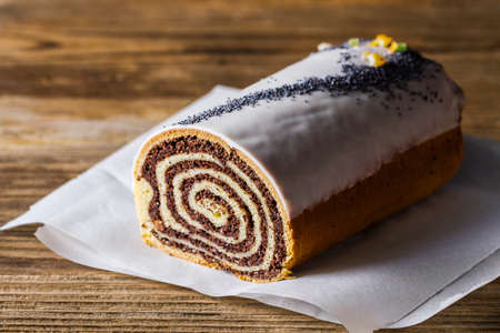 Poppy seeds cake with lemon glazeの写真素材