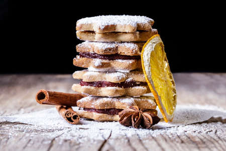 Shortbread cookies with dried lemon, cinnamon and aniseの写真素材