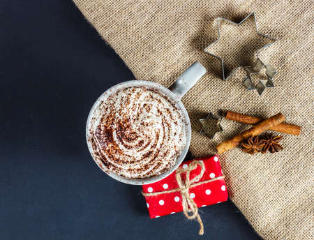 Hot cocoa, presents, anise and cinnamonの写真素材