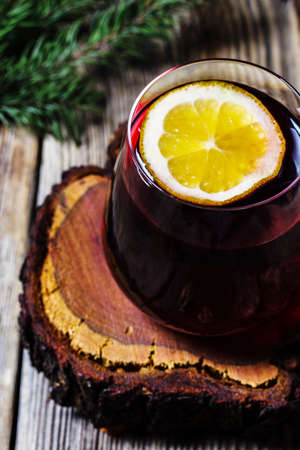 Christmas mulled wine with orangeの写真素材