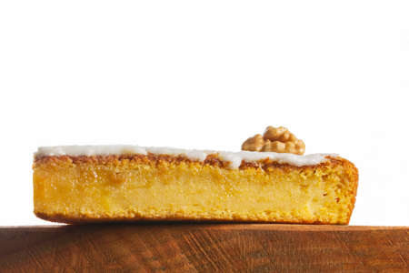 Moist pumpkin cake on a wooden tableの写真素材