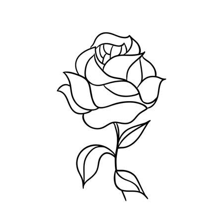 beautiful contour drawing of a rose. vector illustrationのイラスト素材