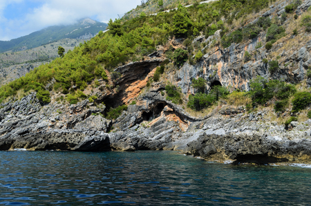 Italy - Sea Bay and beach view from the coastline in the Calabria regionの写真素材