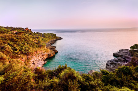 Colorful sea sunset in southern Italy, Calabria