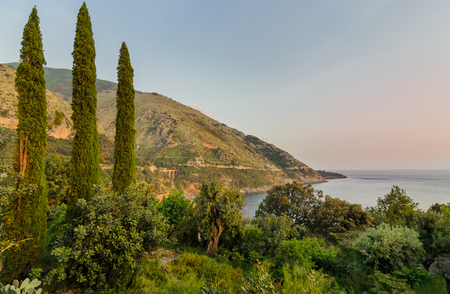 Colorful sea sunset in southern Italy, Calabriaの写真素材