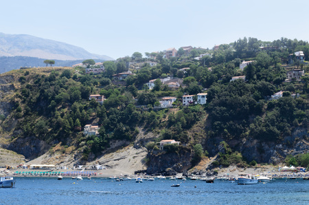 Beautiful panoramic views of the South Coast of Italy, the Tyrrhenian Seaの写真素材