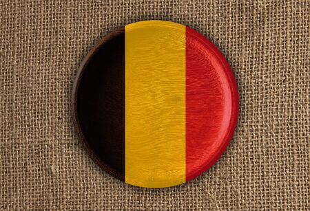 Belgium Textured Round Flag wood on rough cloth - High Resolutionの写真素材