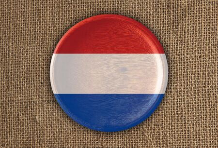 Luxembourg Textured Round Flag wood on rough cloth - High Resolutionの写真素材