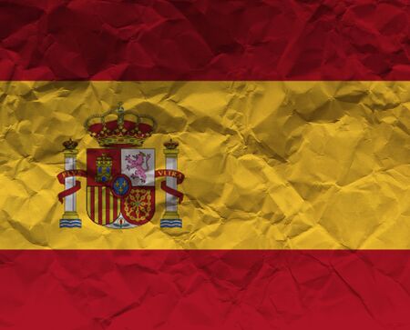 High resolution crumpled paper textured flag of Spainの写真素材