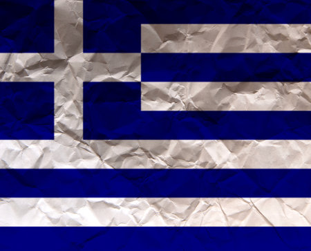 High resolution crumpled paper textured flag of Greeceの写真素材