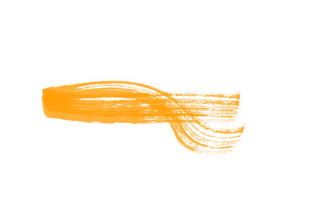 Vector orange paint brush strokes isolated on white background. Grunge hand drawn watercolor texture.の写真素材
