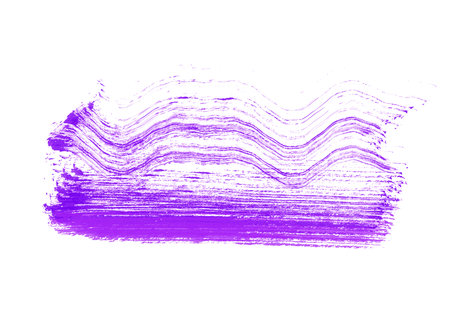 Purple paint brush strokes isolated over the white background as a abstract grunge design elementの写真素材