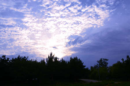Health theme park, beautiful sunset and paths between the parks, more exercise and healthの写真素材