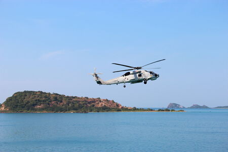Helicopter on sky and seaのeditorial素材