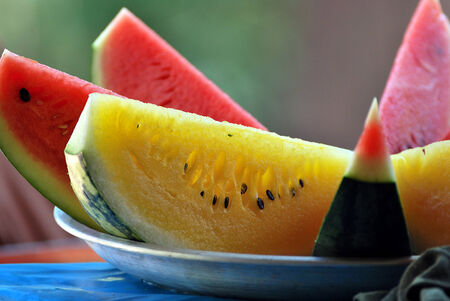 Watermelon red and yellowの写真素材