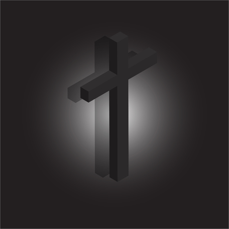 vector illustration 3D of black christian crossのイラスト素材