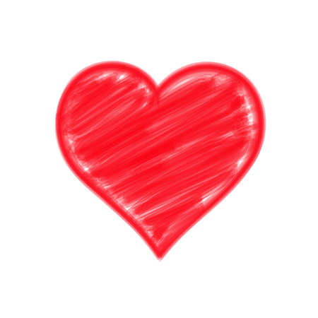 Vector of red heart illustration by doodle painting lineのイラスト素材