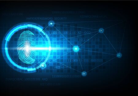 Cyber futuristic technology abstract with security protection of fingerprint, Vector illustrationのイラスト素材