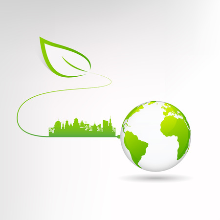 Eco green city and sustainable world concept, Vector illustration.のイラスト素材