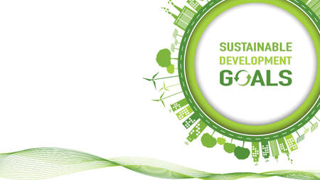 Sustainable development goals with Green Business template and background, vector illustrationのイラスト素材