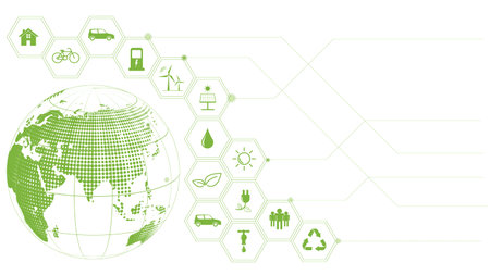 Green Business template and background for Global Sustainability concept, Vector illustrationのイラスト素材