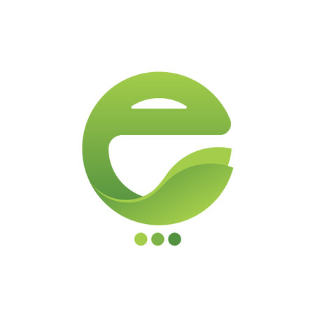 Eco green leaves logo icon design elements with e letter, Vector illustrationのイラスト素材